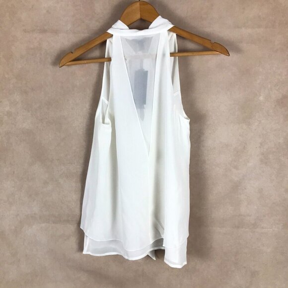 Chelsea And Walker Sheer White Sleeveless Silk Bow Top NWT Size 2 - Picture 4 of 7